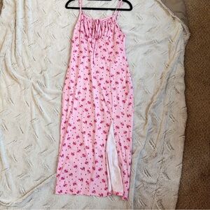 SHEIN Pink Satin Slip Dress with Spaghetti Straps